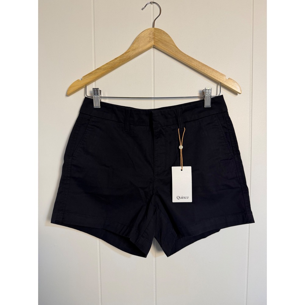 Preppy Quiet Luxury Quince Chino Shorts 2 Navy Cotton Mid Rise Summer Minimalist